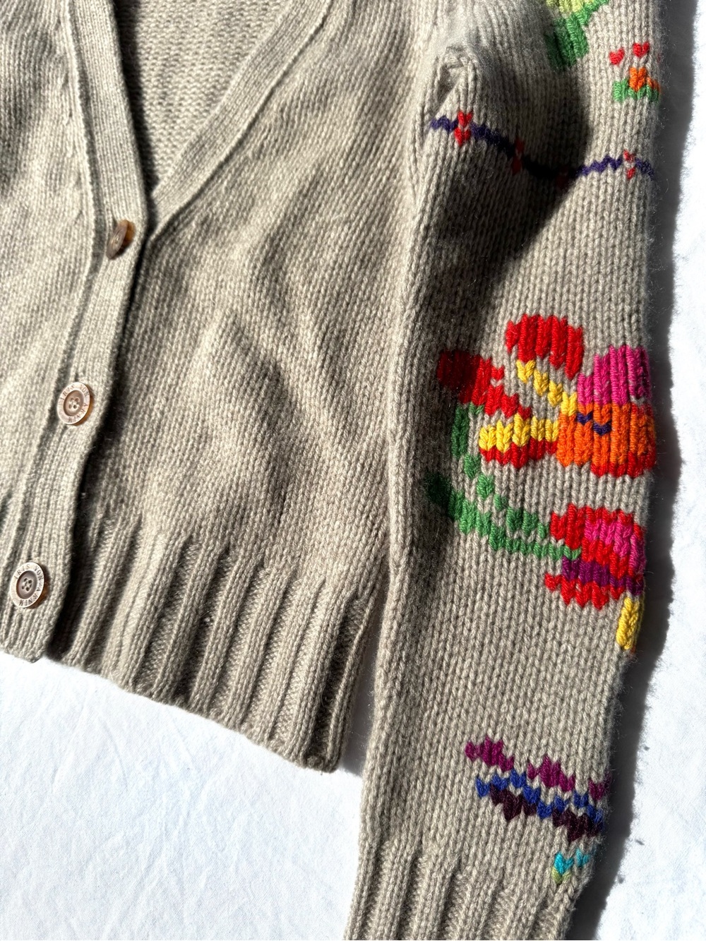 Iris von Arnim Cashmere Cardigan Embroidered Floral Sweater Cropped Luxury Knit - Picture 8 of 8